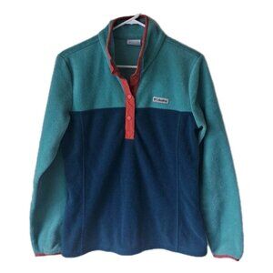 Columbia Women's Green Medium Fleece Jacket Snap Buttons